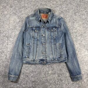 Levi's Denim Trucker Jacket Womens Blue Stretch Medium Wash Size S
